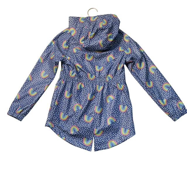 Cat & Jack Navy Polka Dot & Rainbow Pattern Rain Jacket - Size S 6
