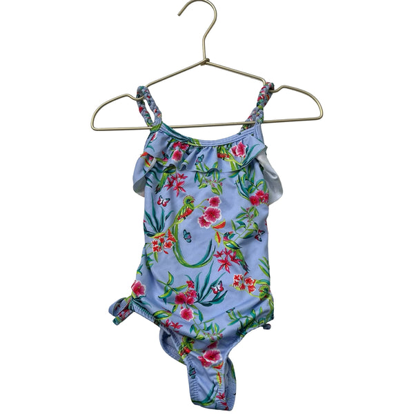 Vince Camuto Blue, Pink & Green Tropical Print Swimsuit - Size 5