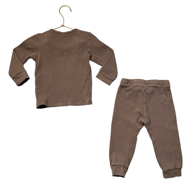 H&M Brown Waffle Shirt & Jogger Set - Size 18 Mo