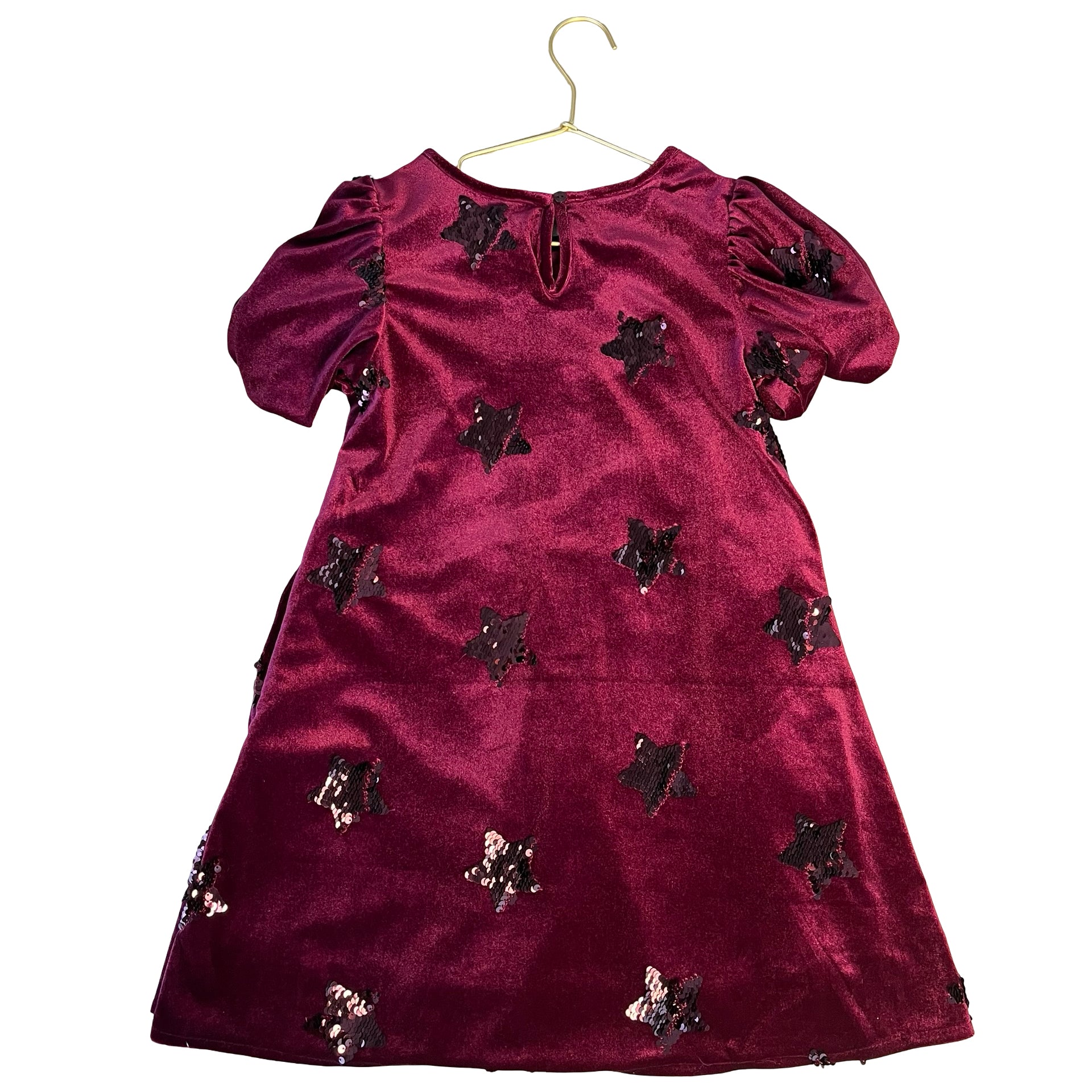 Cat & Jack Burgundy Velvet & Sequin Star Dress - Size M 8