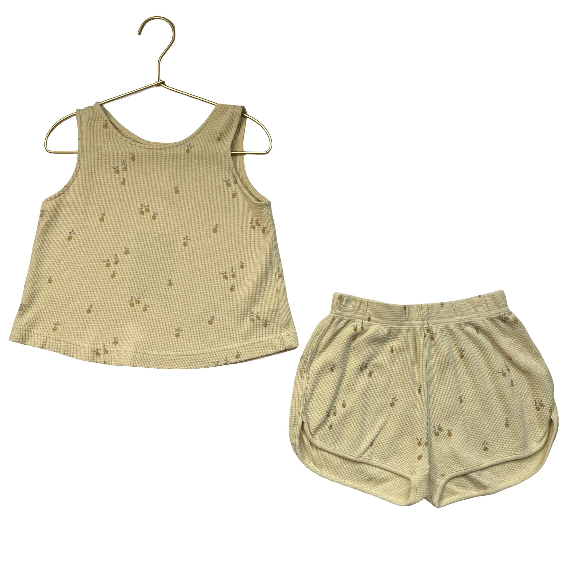 Rylee & Cru Yellow Waffle Fruit Print Tank & Shorts Set - Size 4-5Y