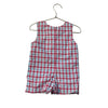 Beaufort Bonnet White, Red, Light Blue Check Shortall Romper - Size 6-12 Mo