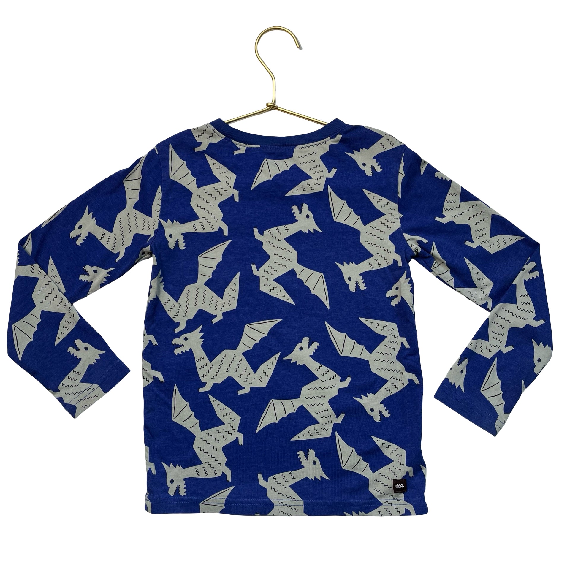 Tea Collection Blue & Gray Dragon Print Shirt - Size 5