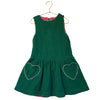 Mini Boden Green Corduroy Heart Pocket Overall Dress - Size 6-7
