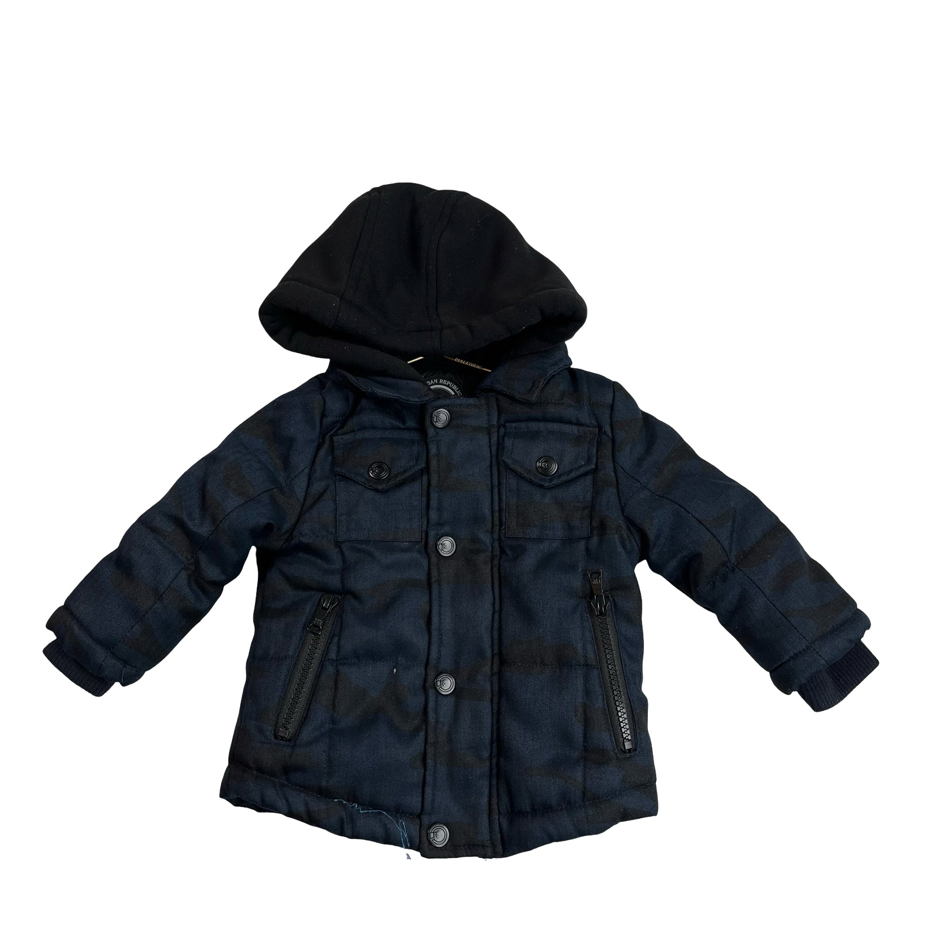 Urban Republic Navy & Black Camo Hooded Winter Jacket - Size 12 Mo