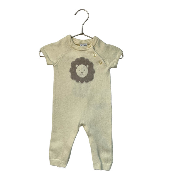 Janie and Jack Yellow Lion Knit One-Piece - Size 0-3 Mo