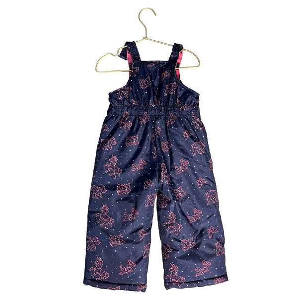 London Fog Navy & Pink Constellation Print Snow Bib - Size 24 Mo