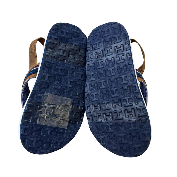 Tommy Hilfiger Brown & Navy Flip Flop Sandals - Size 7/8