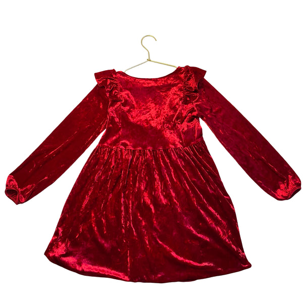 H&M Red Crushed Velour Dress - Size 8-10