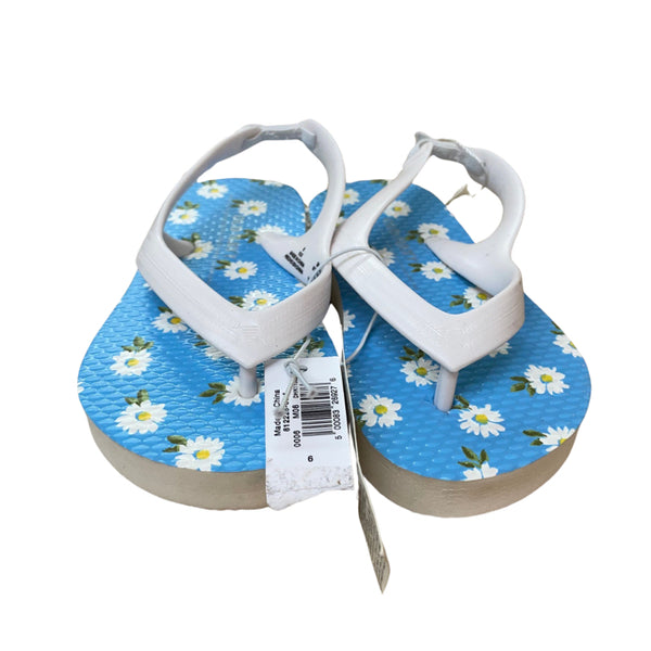 Old Navy Blue & White Daisy Print Sandals with Tags - Size 6