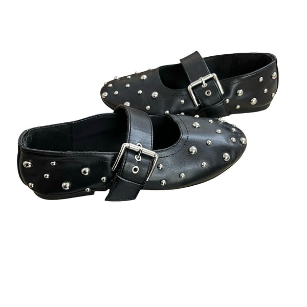 Zara Black & Silver Studded Shoes - Size 32 (1Y Big Kid)
