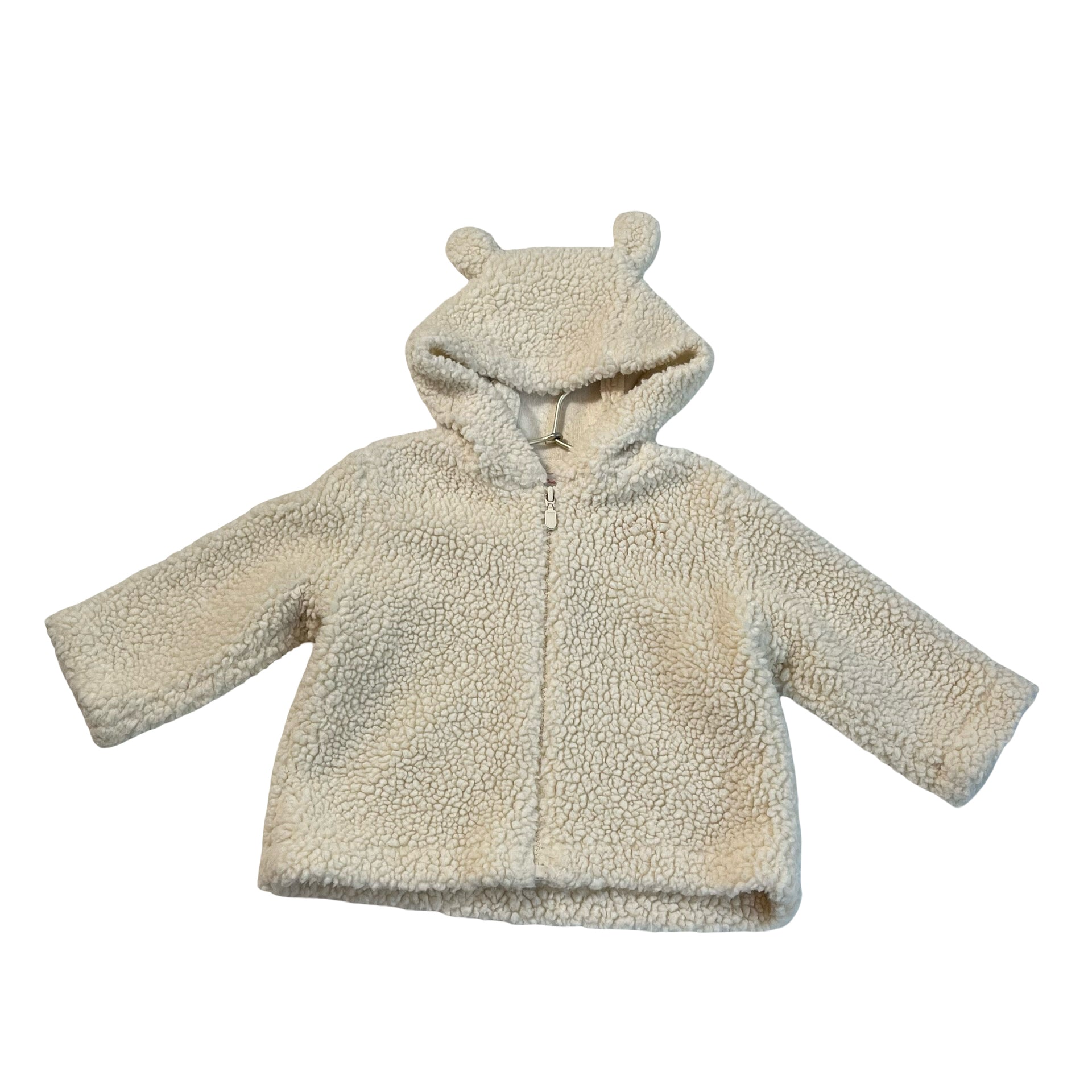 Hanna Andersson Ivory Sherpa Hooded Jacket - Size 80 (18-24 Mo)