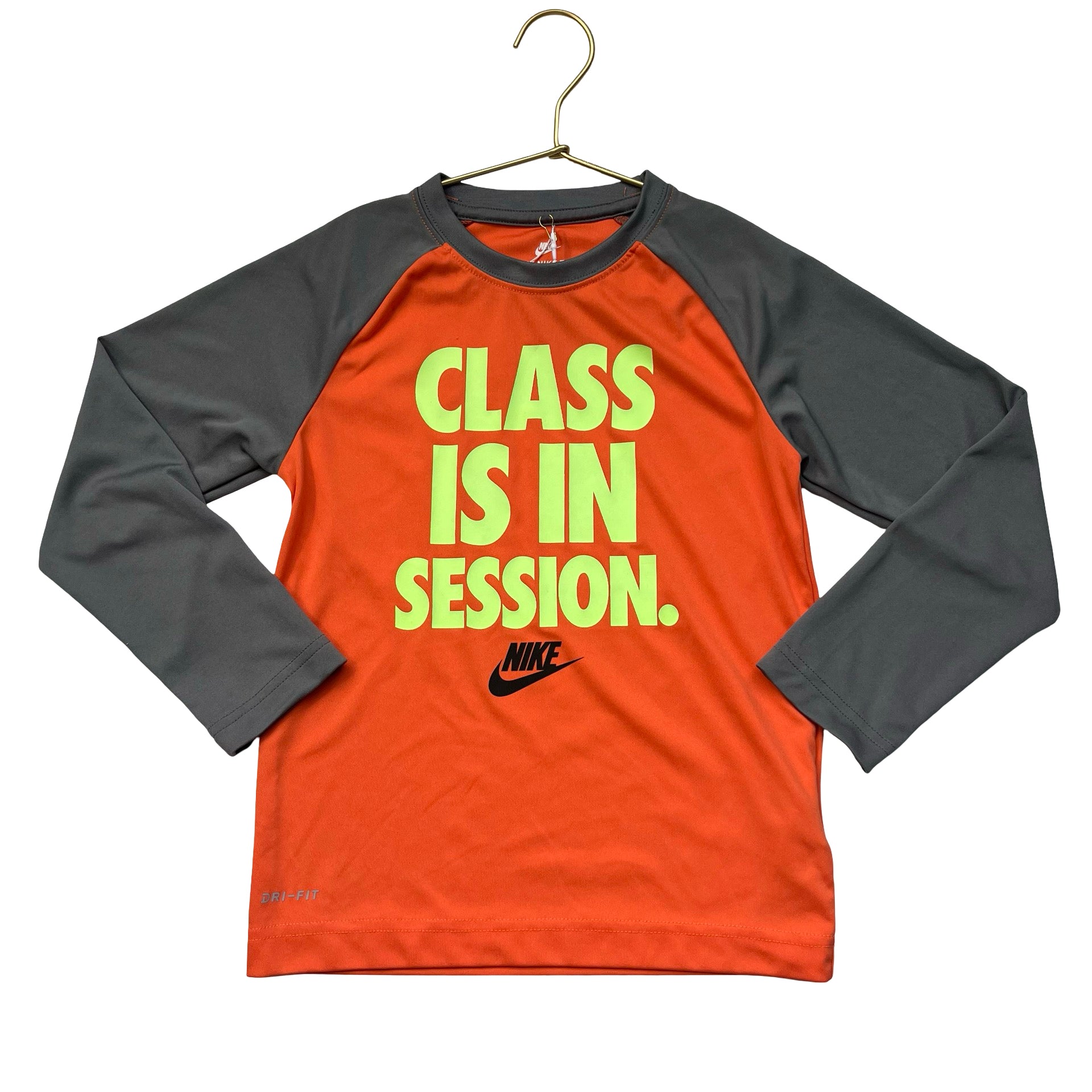 Nike Orange & Gray 'Class Is In Session' Athletic Shirt - Size 7