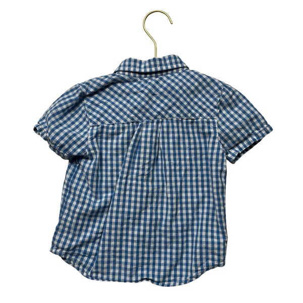 Egg Blue & Ivory Check Short Sleeve Button Down Shirt - Size 5 - Bounce Mkt