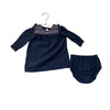 Egg Navy & Purple Smocked Long Dress & Bloomers - Size 3 - 6 Months - Bounce Mkt