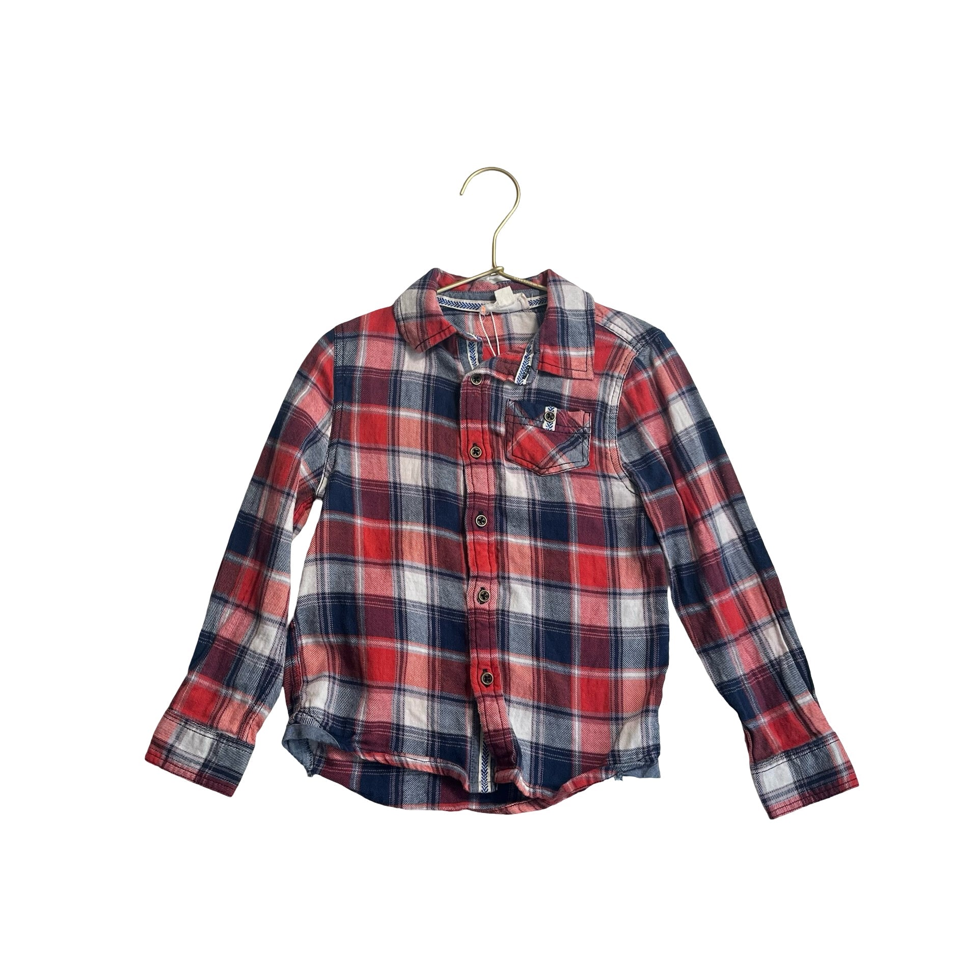 EGG New York Navy, Red, Ivory Plaid Flannel Button Down - Size 6Y - Bounce Mkt