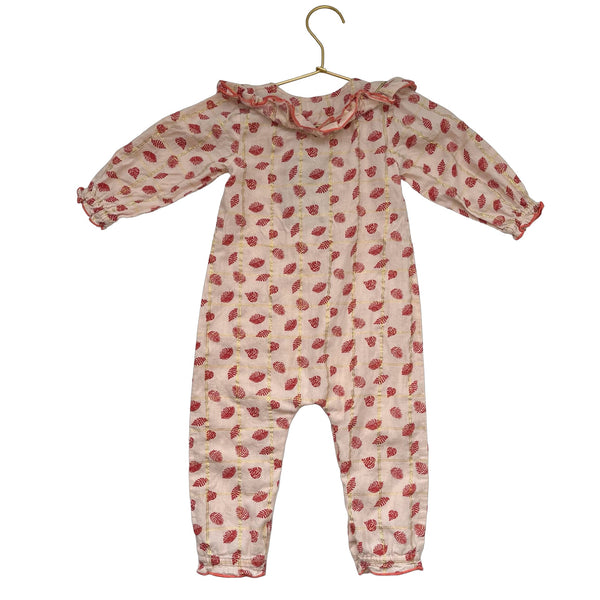Egg Peach & Red Leaf Long Sleeve One Piece - Size 18 Months - Bounce Mkt