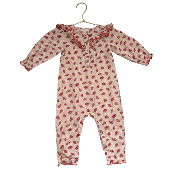 Egg Peach & Red Leaf Long Sleeve One Piece - Size 18 Months - Bounce Mkt