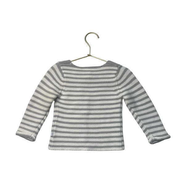 Elegant Baby Ivory & Gray Striped Cardigan with Tags - Size 12 Mo - Bounce Mkt