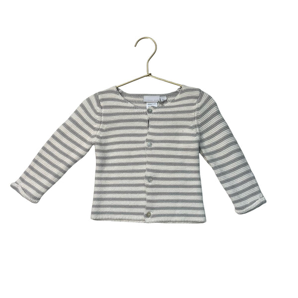 Elegant Baby Ivory & Gray Striped Cardigan with Tags - Size 12 Mo - Bounce Mkt
