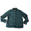Mango Green, Navy, White Plaid Flannel Button Down Shirt - Size 8