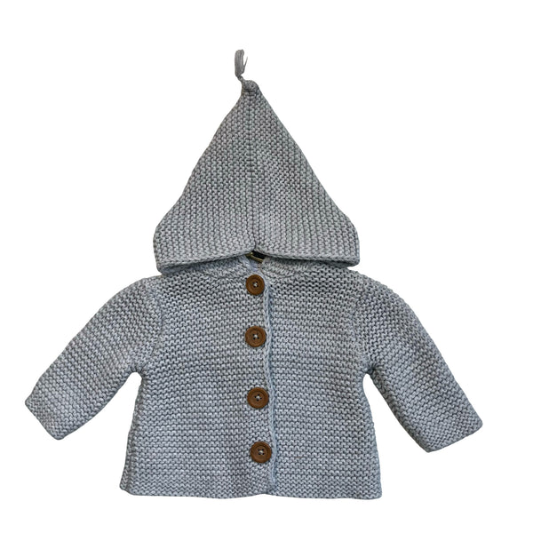 Nordstrom Gray Cotton Hooded Cardigan Sweater - Size 3 Mo