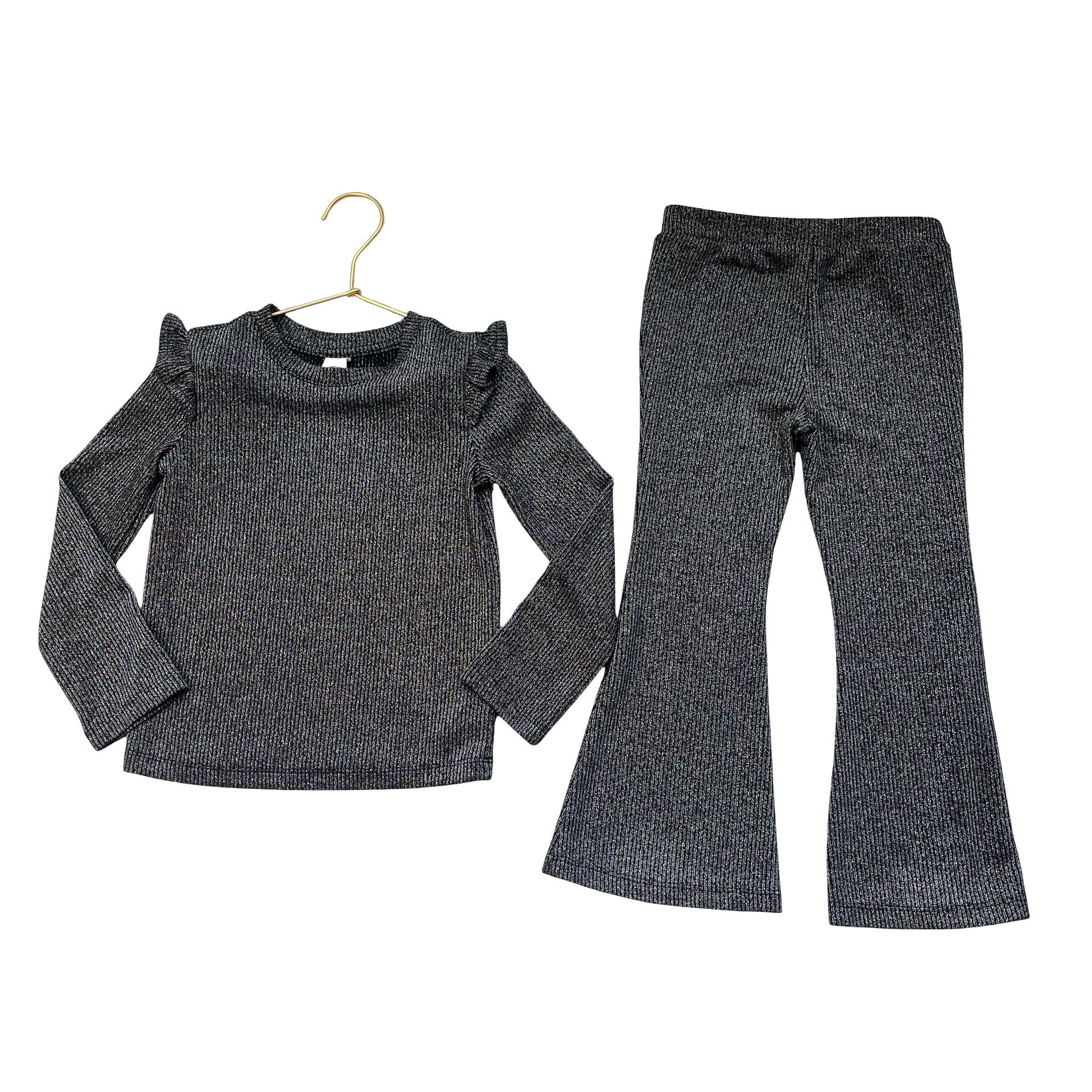 Baby Gap Black & Silver Metallic Top & Flare Pants Set - Size 4