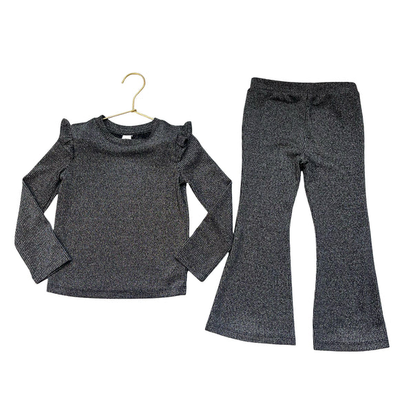 Baby Gap Black & Silver Metallic Top & Flare Pants Set - Size 4