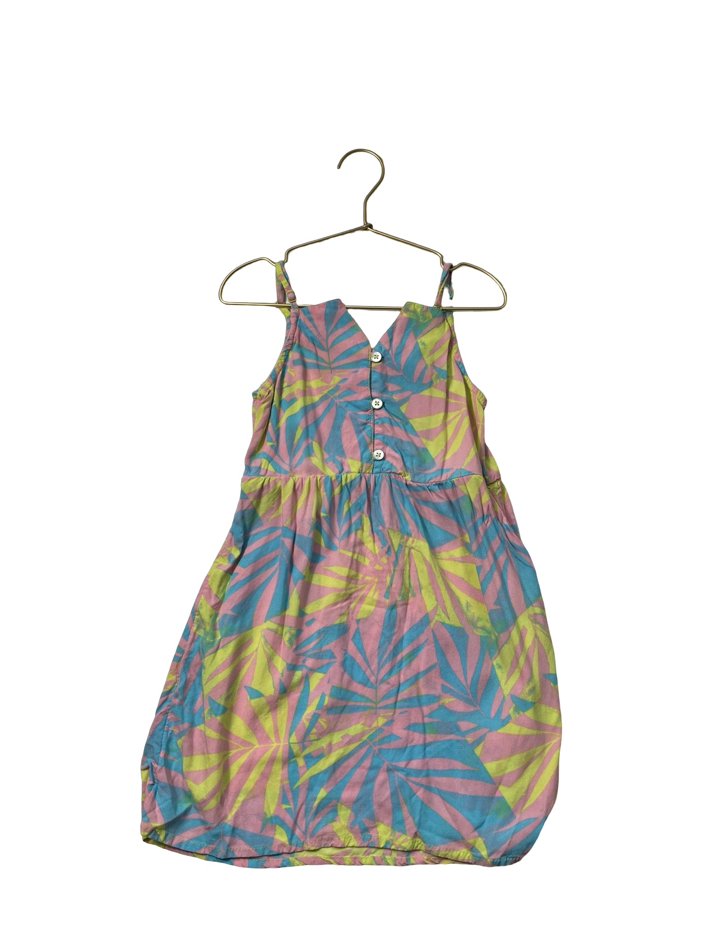Roxy Pink, Blue, Yellow Tropical Leaf Print Dress - Size XS 7