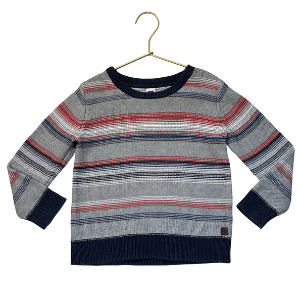 Janie and Jack Gray, Navy, Red Striped Cotton Sweater - Size 3