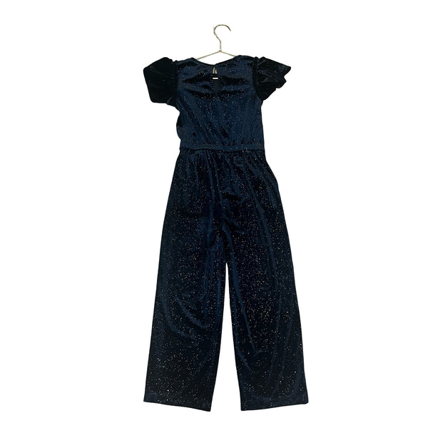 Crewcuts Black Gold Sparkle Velvet Jumpsuit - Size 7
