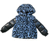 Moncler Blue Leopard Faux Fur & Puffer Hooded Jacket - Size 4A