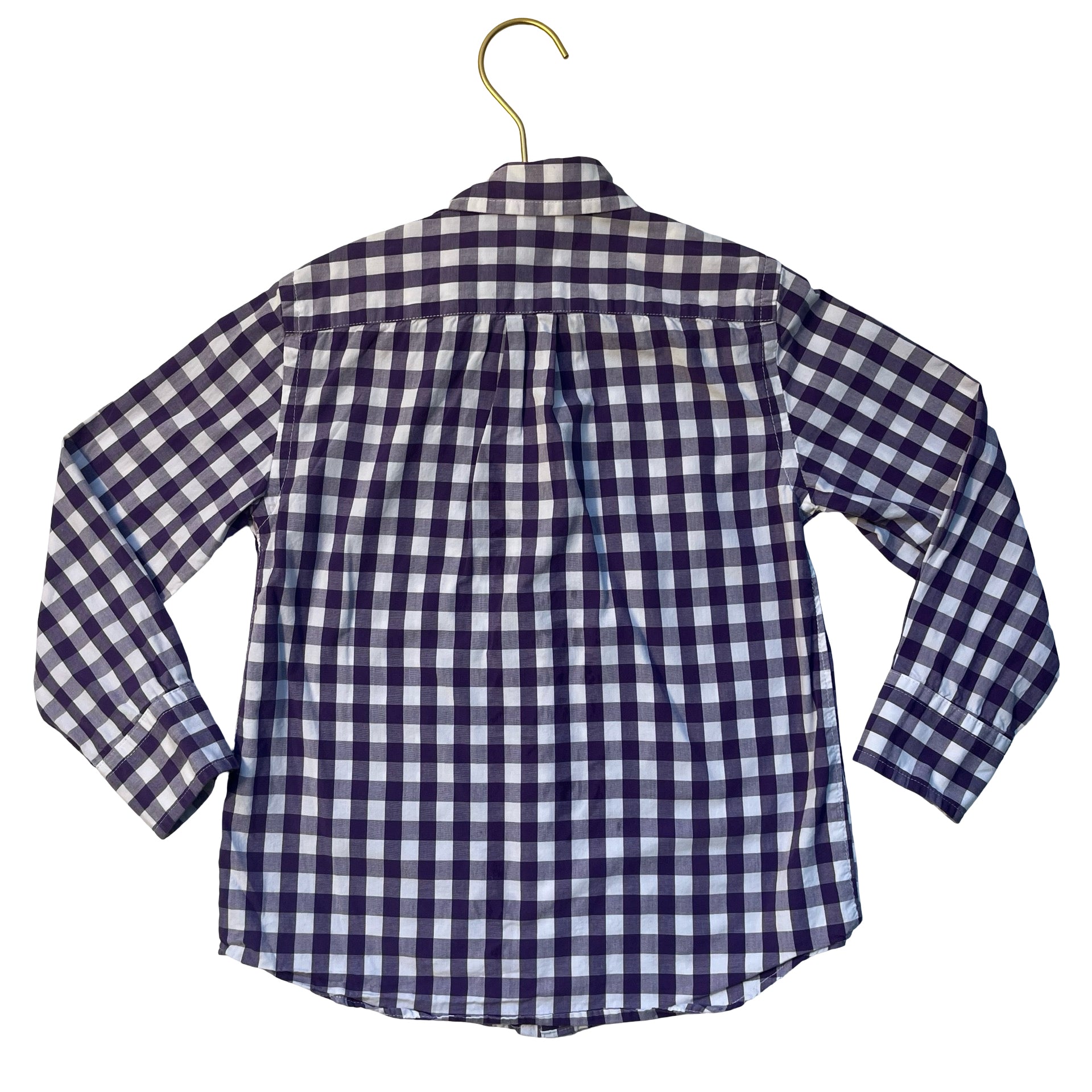Crewcuts Purple & White Check Button Down Shirt - Size 4-5