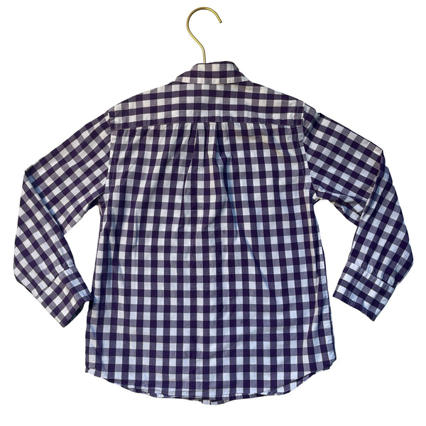 Crewcuts Purple & White Check Button Down Shirt - Size 4-5