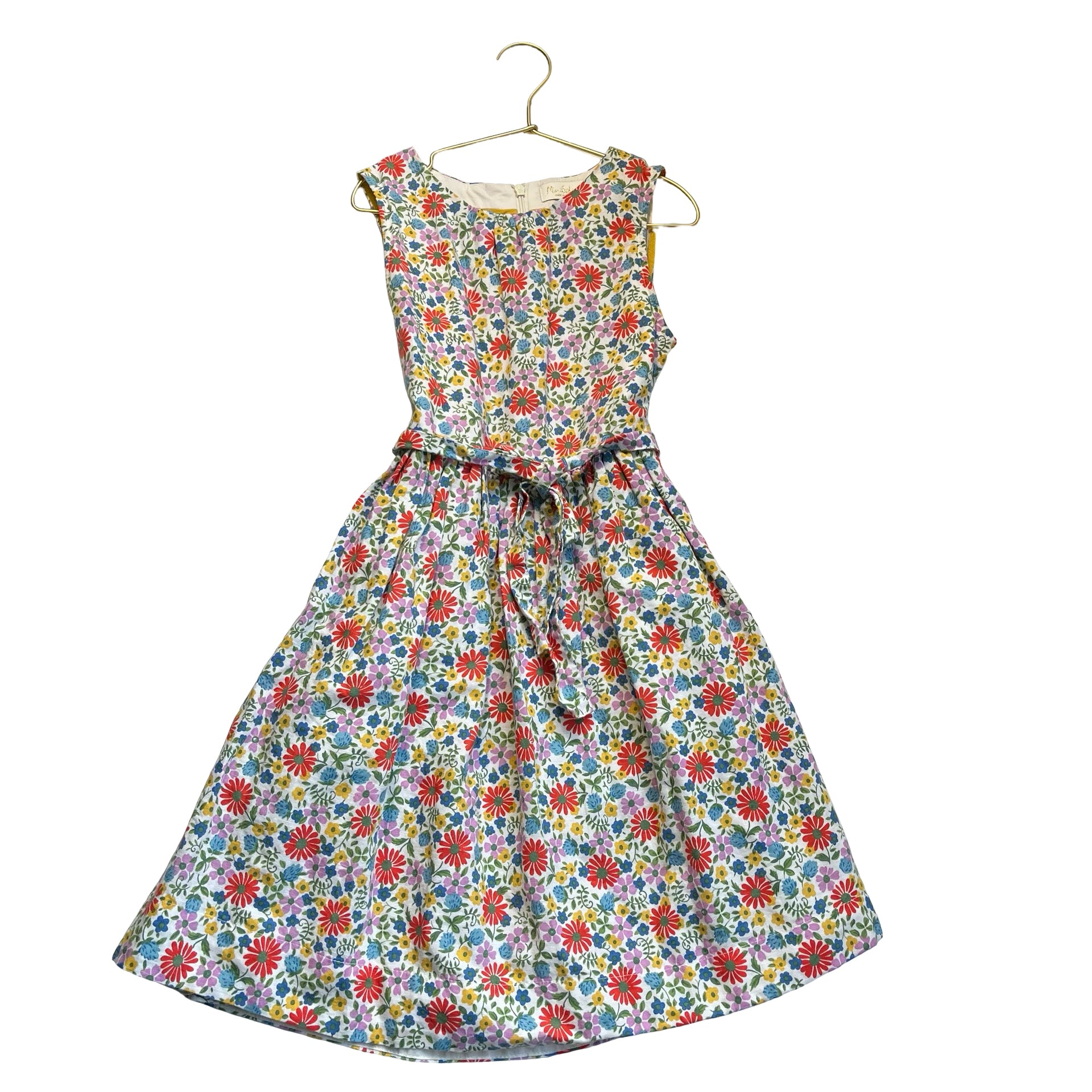 Boden Linen-Cotton Floral Belted Dress - Size 9-10Y