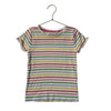 Mini Boden Ivory & Rainbow Striped Ribbed T-Shirt - Size 8-9Y