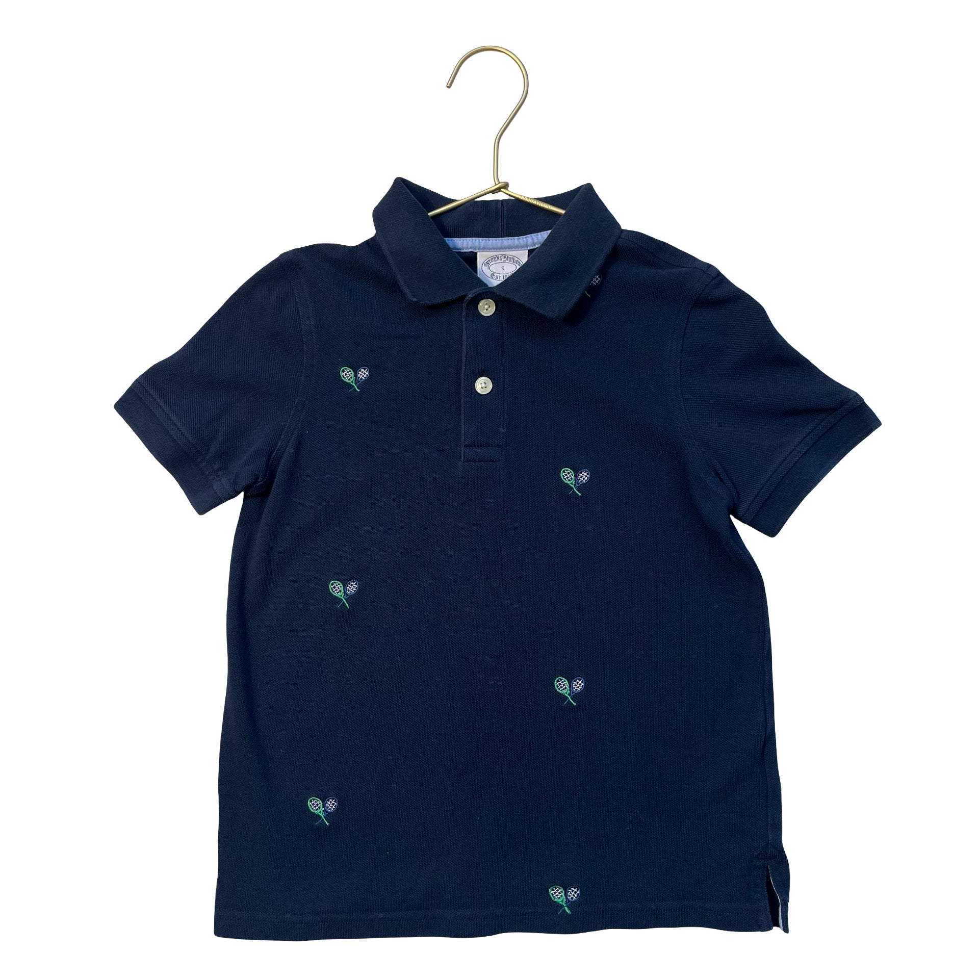 Brooks Brothers Navy Embroidered Tennis Racket Polo Shirt - Size S 8