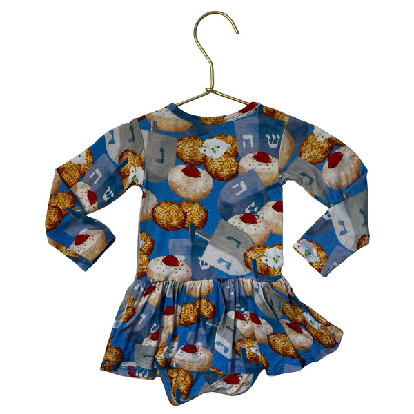 Posh Peanut Hanukkah Print Bodysuit Dress - Size 6-12 Mo