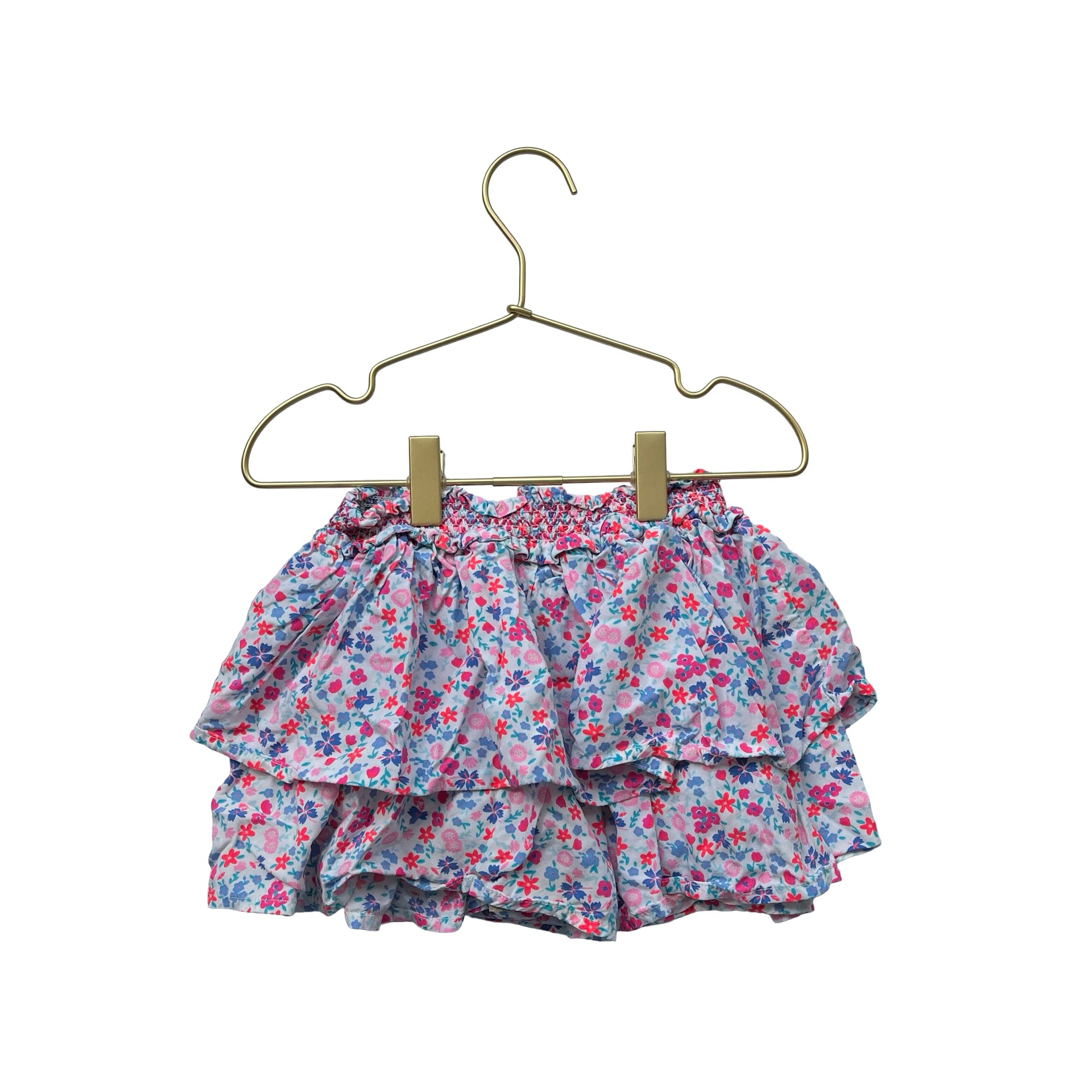 OshKosh Ivory, Pink & Blue Floral Tiered Skirt - Size 2