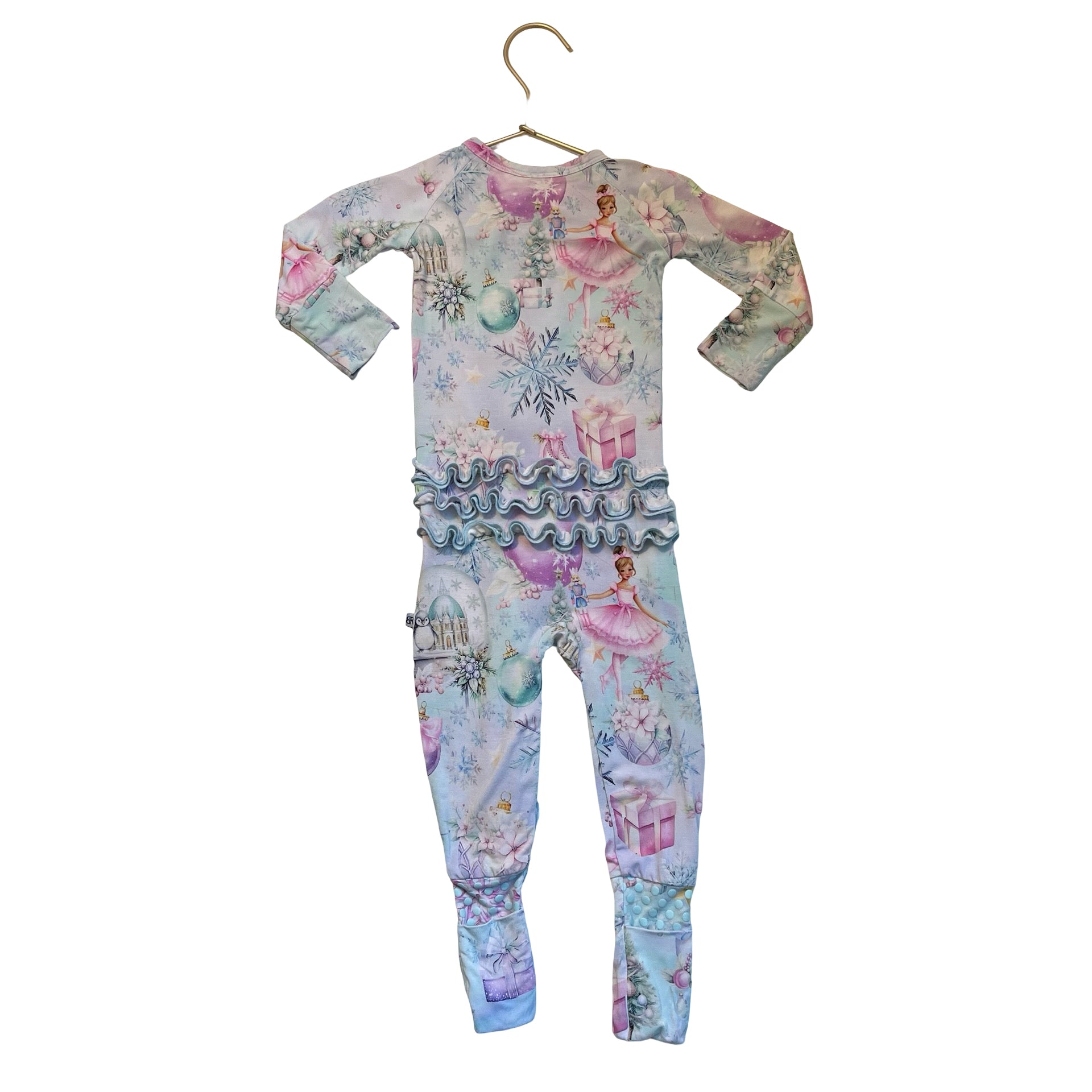 Bums & Roses Pastel Nutcracker Print One-Piece PJs - Size 12-18 Mo
