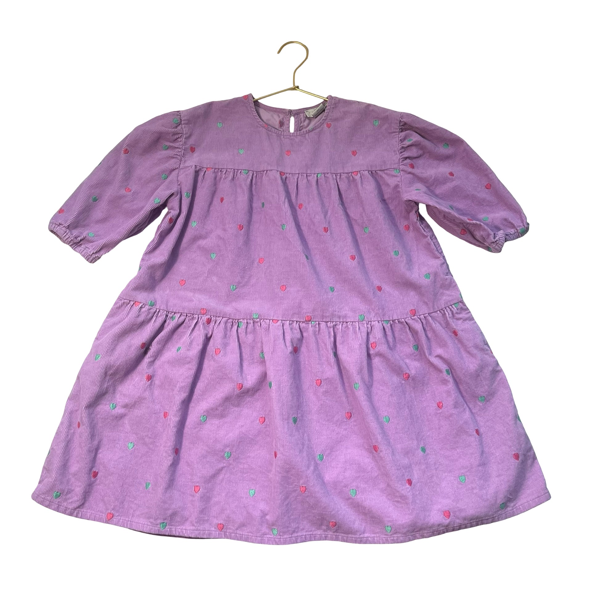 Stella McCartney Kids Embroidered Heart Lavender Corduroy Dress - Size 8Y