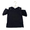 Zara Black Rhinestone Open-Shoulder T-Shirt - Size 9-10