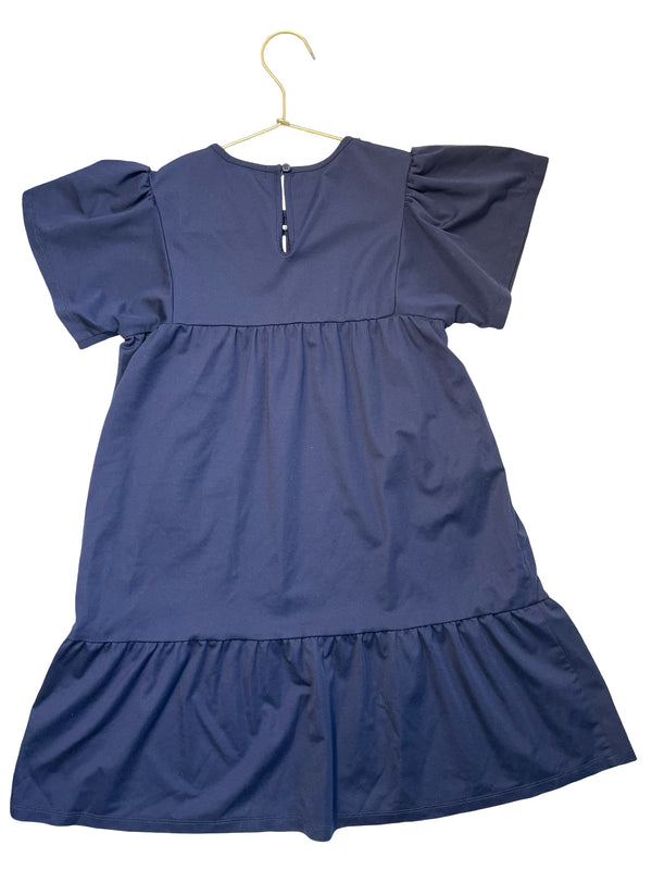 Imoga Navy & Silver Embroidered Dress, Pink Tassels - Size 8