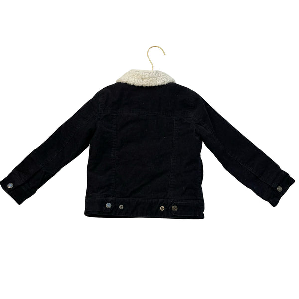 Janie and Jack Sherpa-Lined Black Corduroy Jacket - Size 3-4