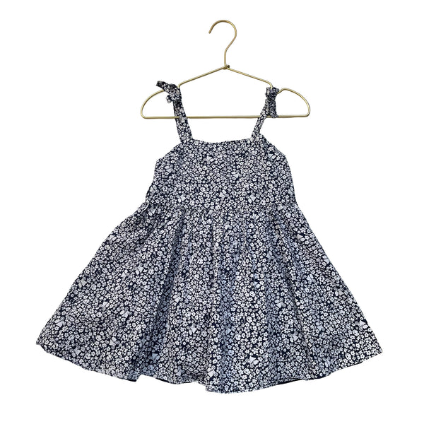 Janie and Jack Navy White Flower & ET Print Dress - Size 4