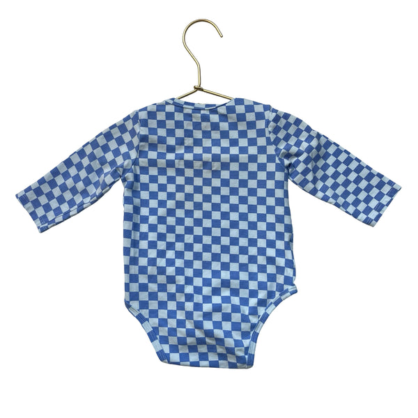 Magnetic Me Blue Check Onesie Bodysuit - Size 3-6 Mo