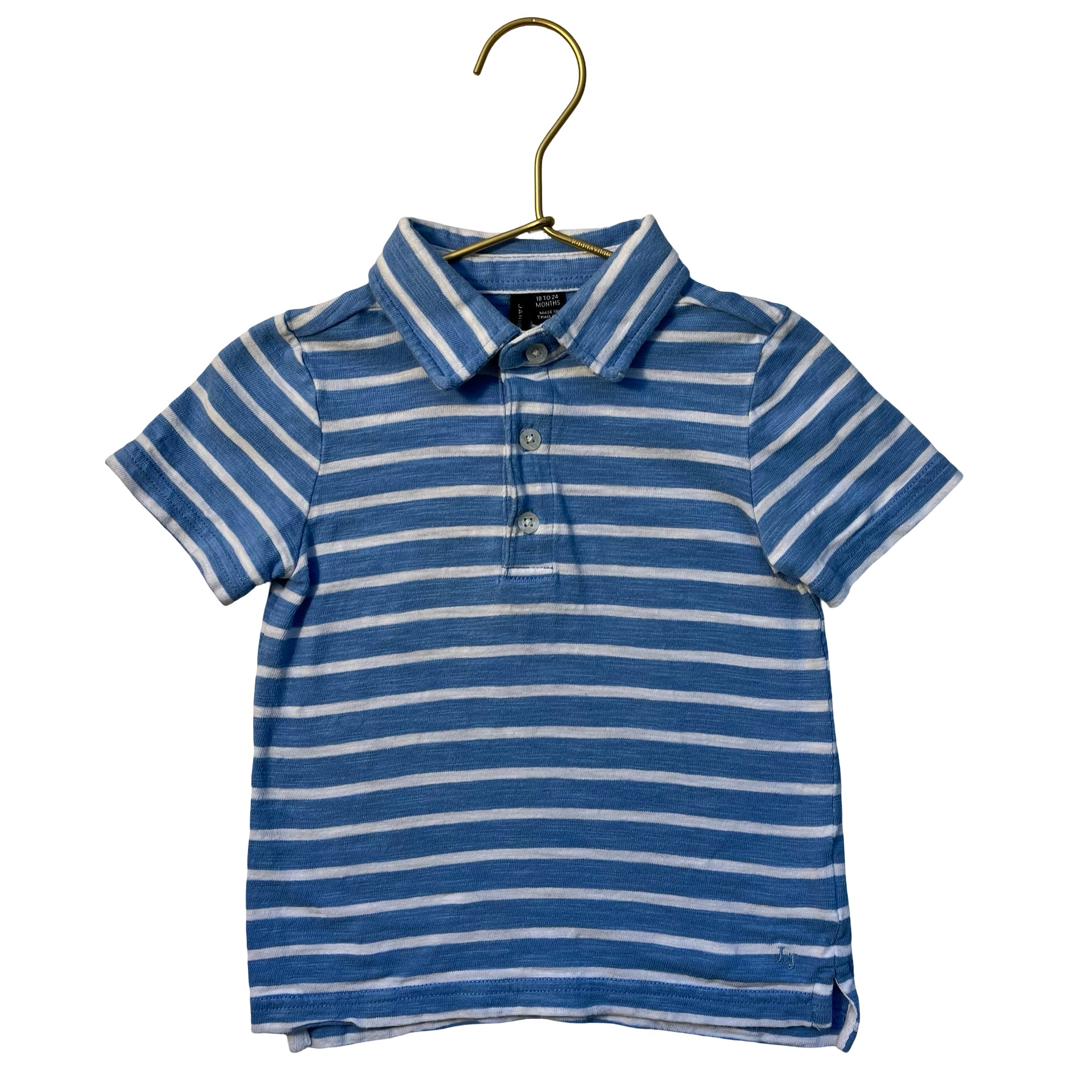 Janie and Jack Blue Striped Polo Shirt - Size 18-24 Mo