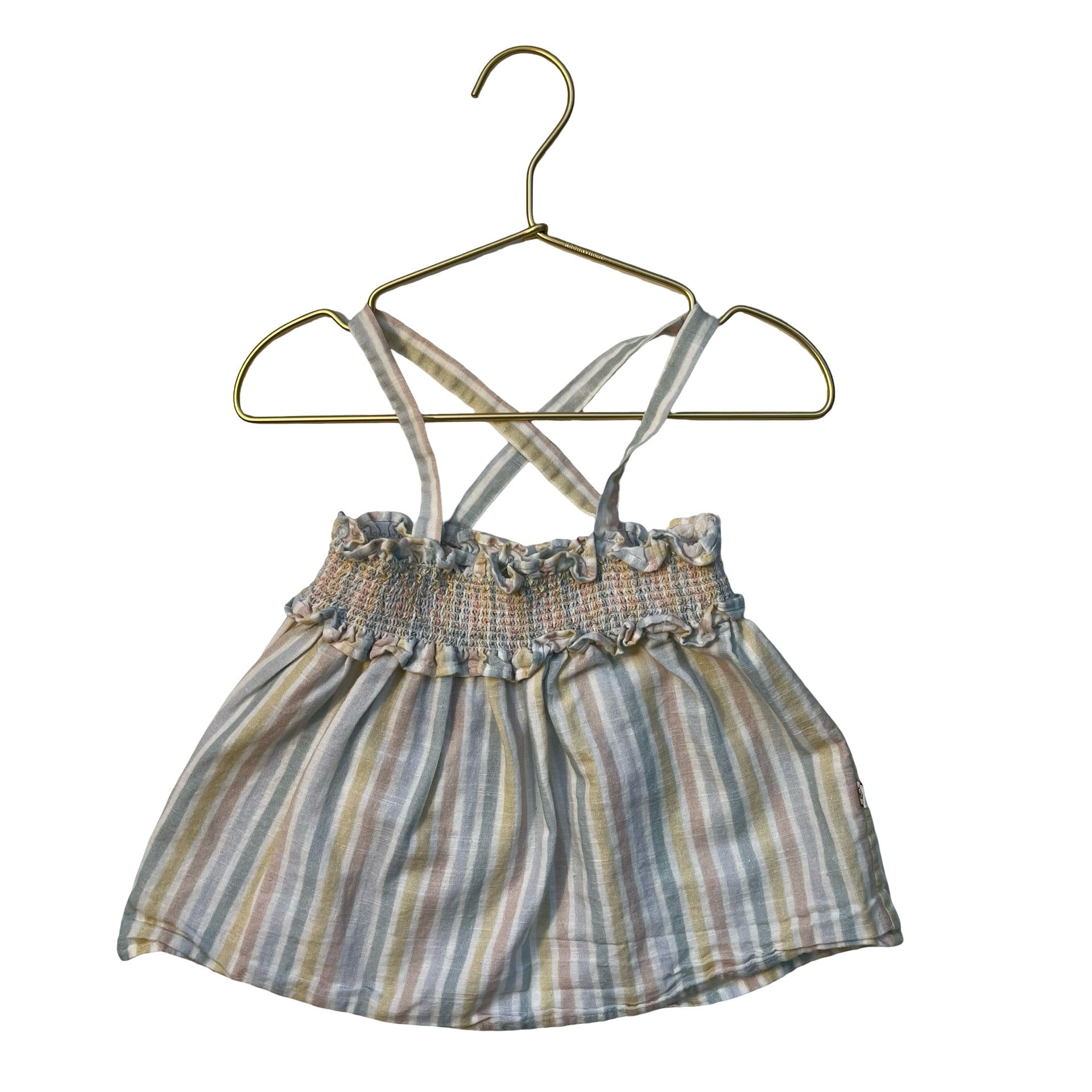 Early Sunday Pastel Striped Cotton-Linen Top - Size 5Y