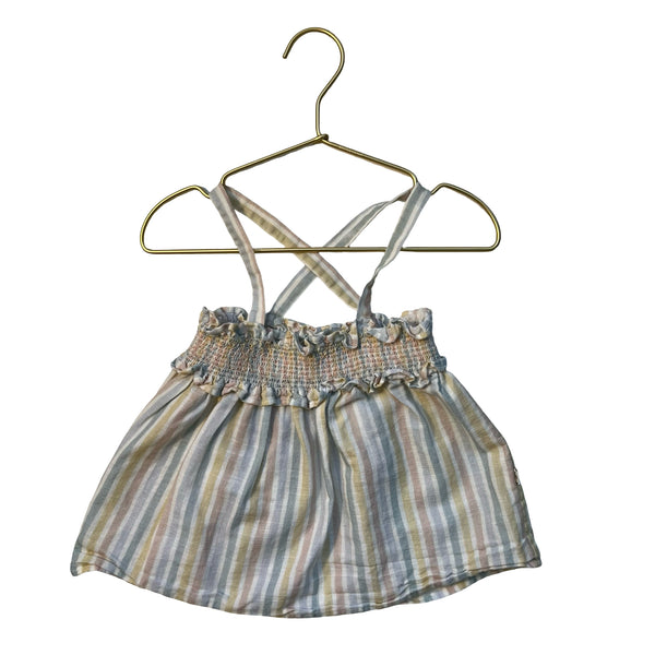Early Sunday Pastel Striped Cotton-Linen Top - Size 5Y