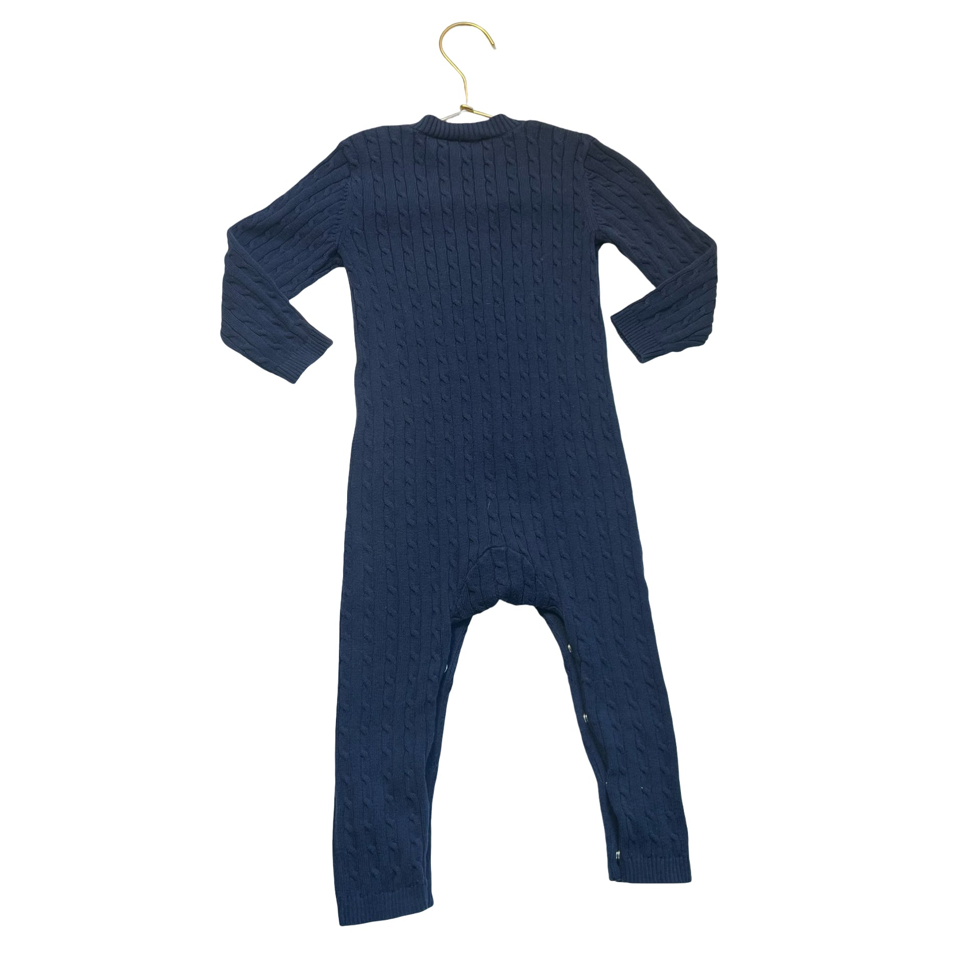 Beaufort Bonnet Navy Cotton Cable-Knit One-Piece - Size 2T